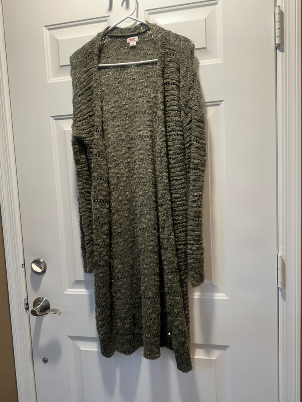 Mossimo Supply Co. Long Olive Green Open-Front Knit Cardigan